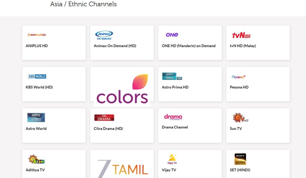 Singtel TV has an extensive collection of Asian channels.