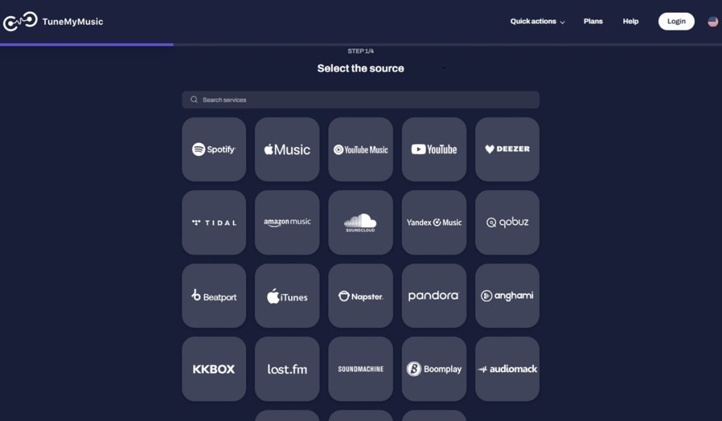 To use the Deezer AI music detection tool, select your streaming service and link your account.