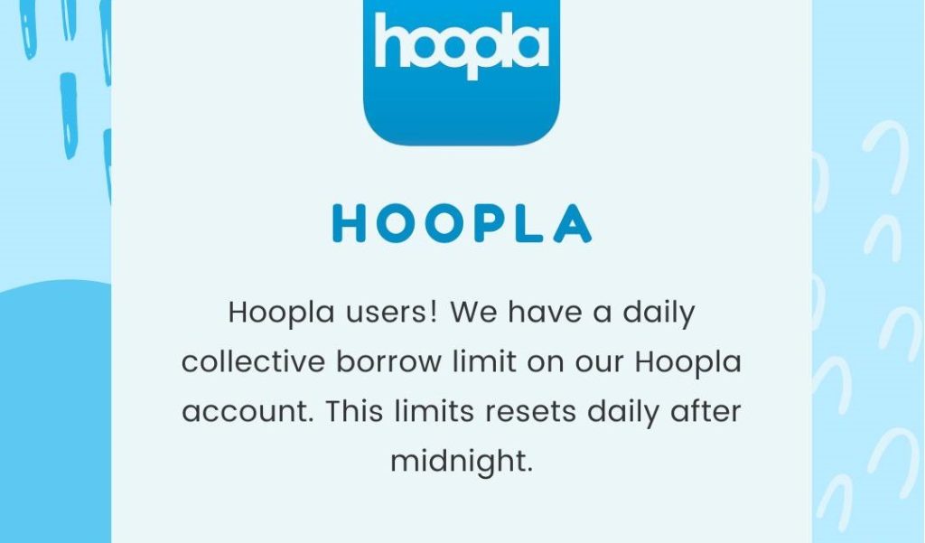 Libraries have a collective Hoopla daily limit on usage that resets each day at midnight.