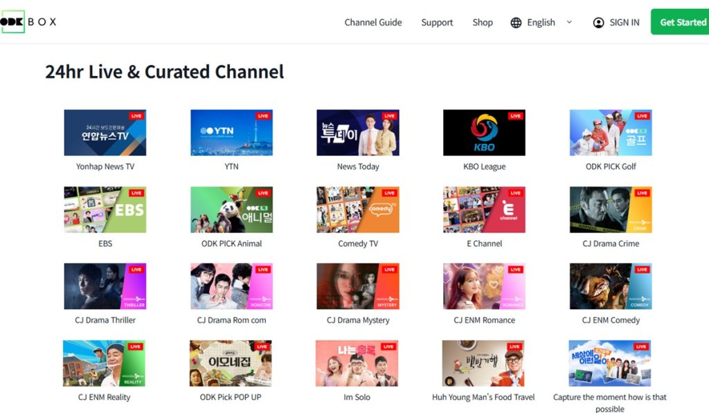 You can watch various live TV channels on OnDemandKorea.