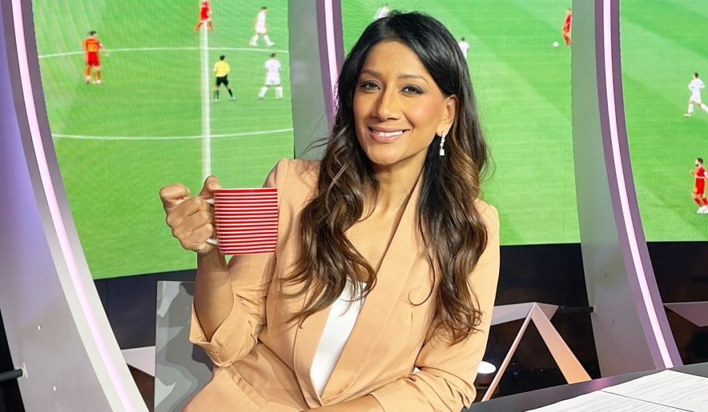 Reshmin Chowdhury in studio during a World Cup match.