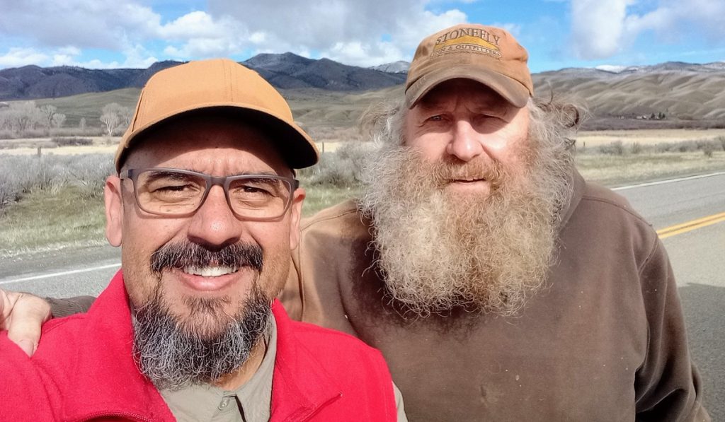 Rich Lewis (right), star of History Channel's Mountain Men, with a fan.