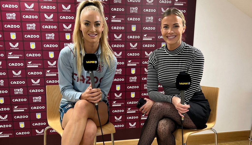 Shebahn Aherne (right) with former Aston Villa women's star Alisha Lehmann.
