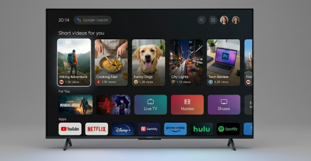 Short videos for you displayed on a Smart TV