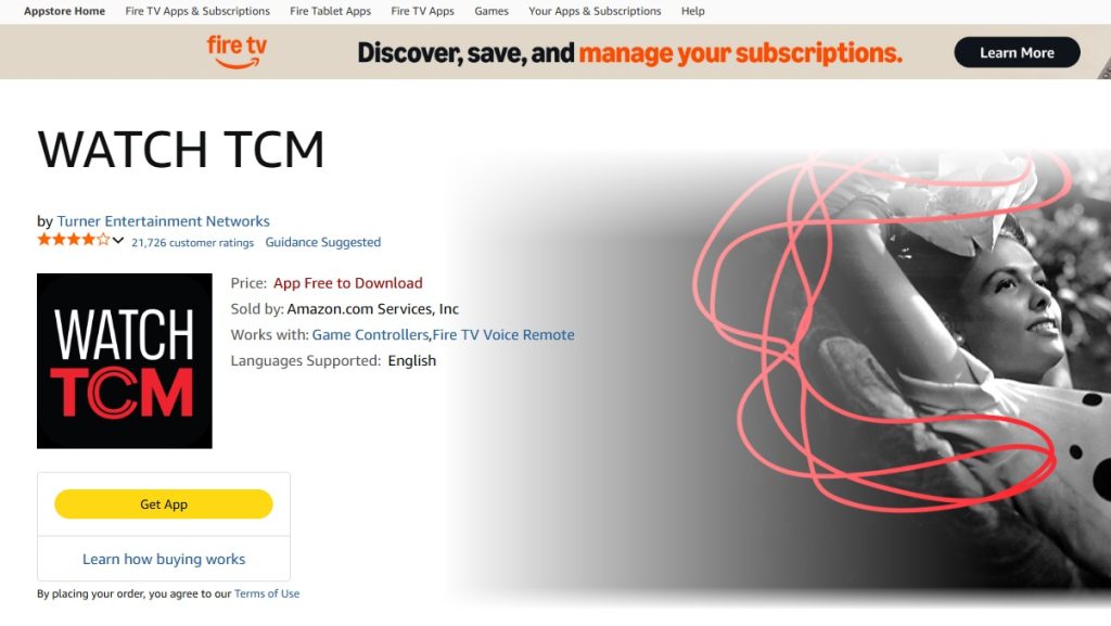 You can download and activate the TCM app on Amazon Fire TV devices.