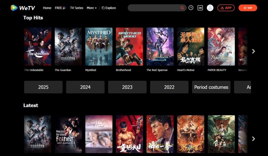 You can enjoy a large collection of Asian movies on WeTV