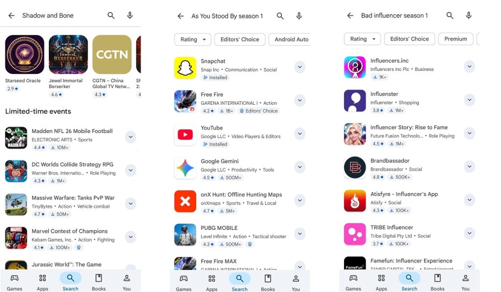 The Google Play Store "Where to watch" search feature doesn't appear to be working with Netflix titles.