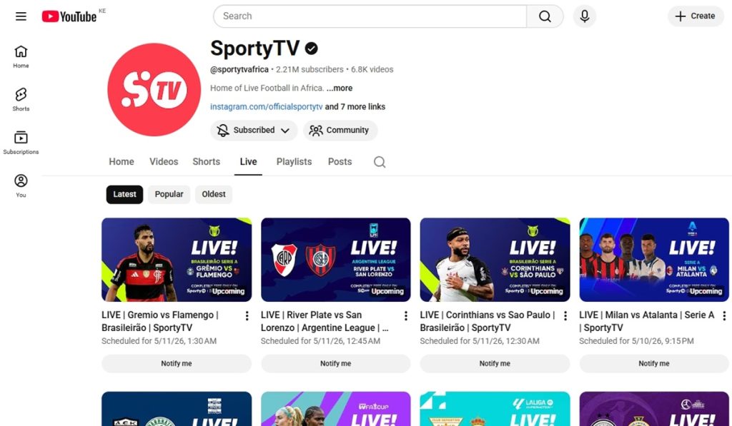 Many Africans cutting the cord on DStv are turning to free platforms like YouTube, which offers a wide variety of entertainment content, including live sports. 