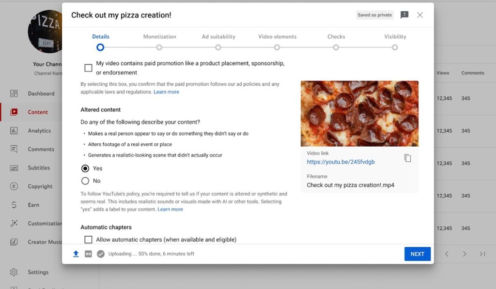 YouTube has been using a self-disclosure system, but will now implement an automatic AI-detection feature.
