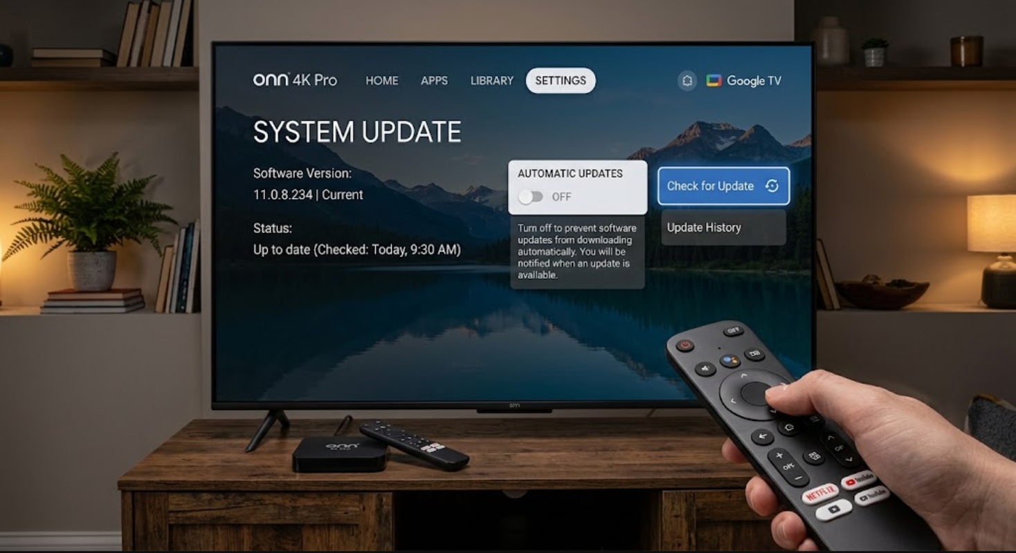 disable OS updates on Onn 4K Pro