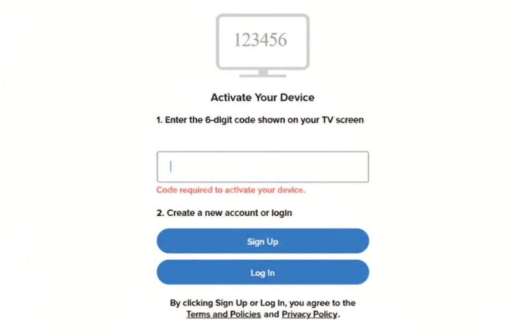 Fandango activation screen at athome.fandango.com/start