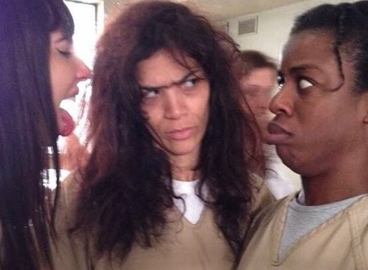 Blanca Flores with other inmates on Orange is the new Black