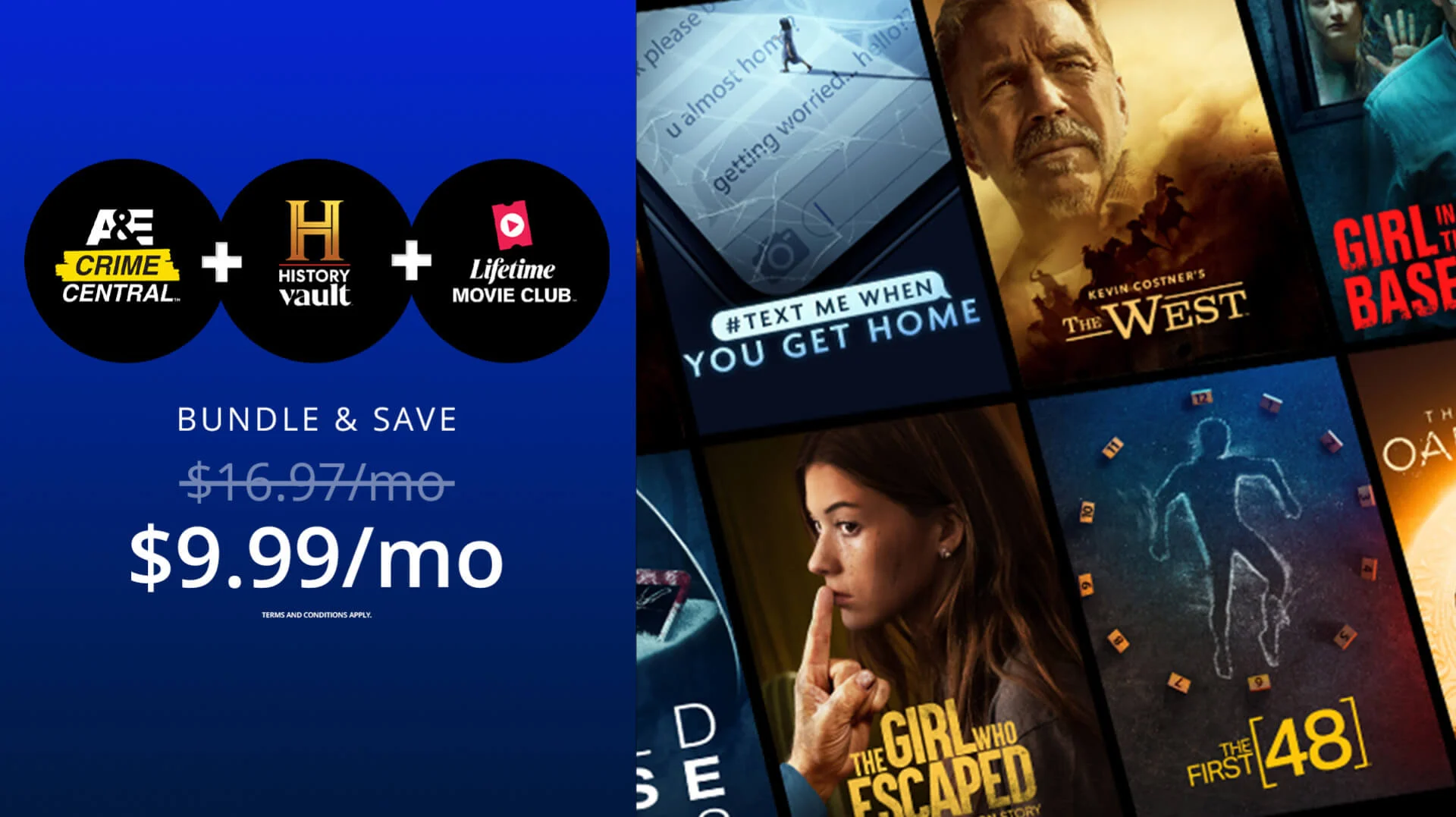 HISTORY Vault, Lifetime Movie Club, and A&E Crime Central bundle