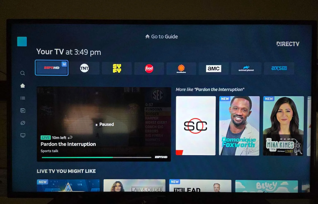 DIRECTV app on a TV