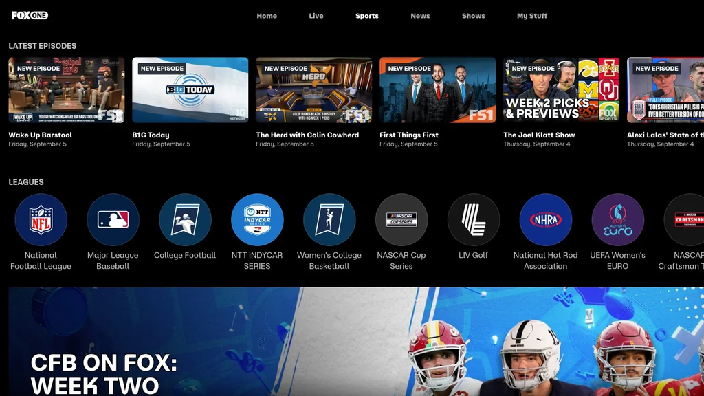 FOX One homepage