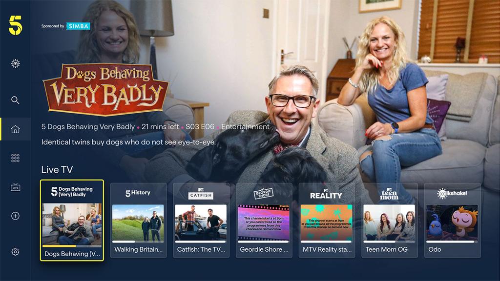 Channel 5 homepage