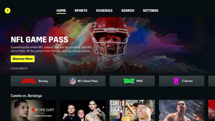 DAZN homepage