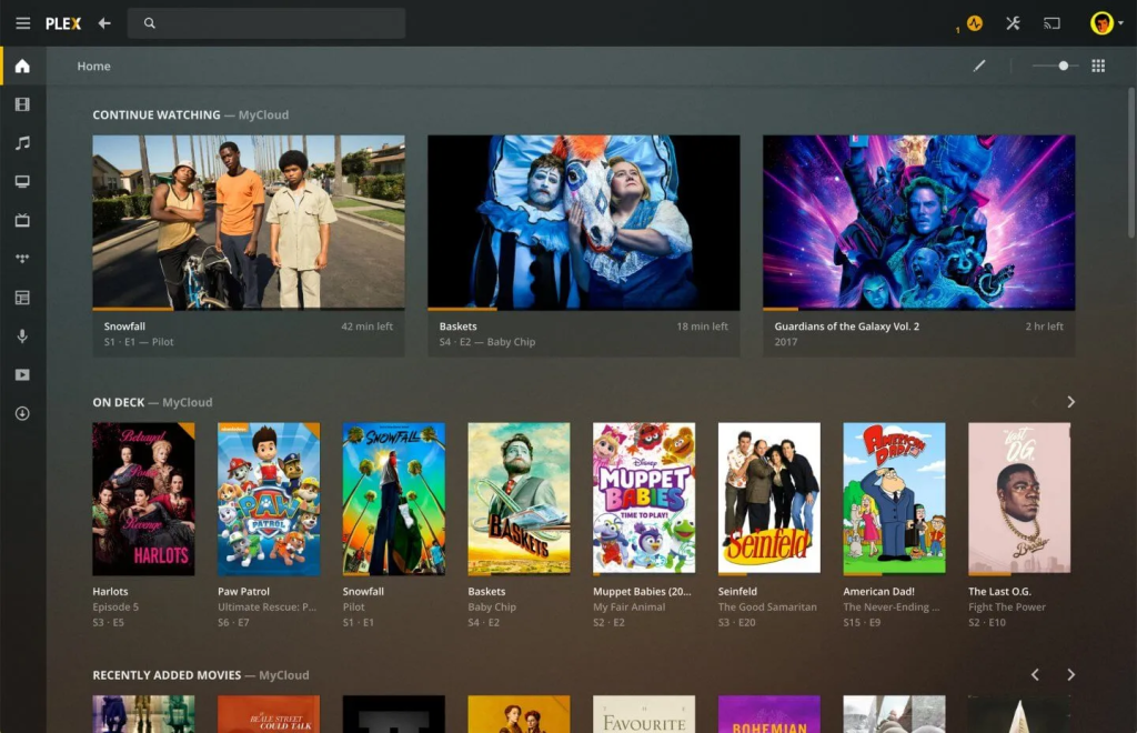 Plex homepage