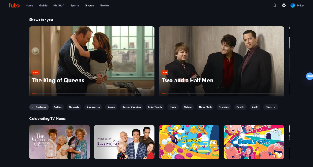 fuboTV homepage
