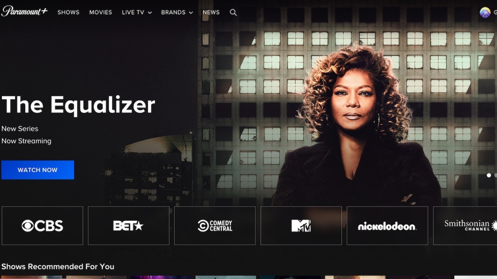 Paramount+ homepage