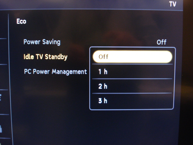 TV power management settings