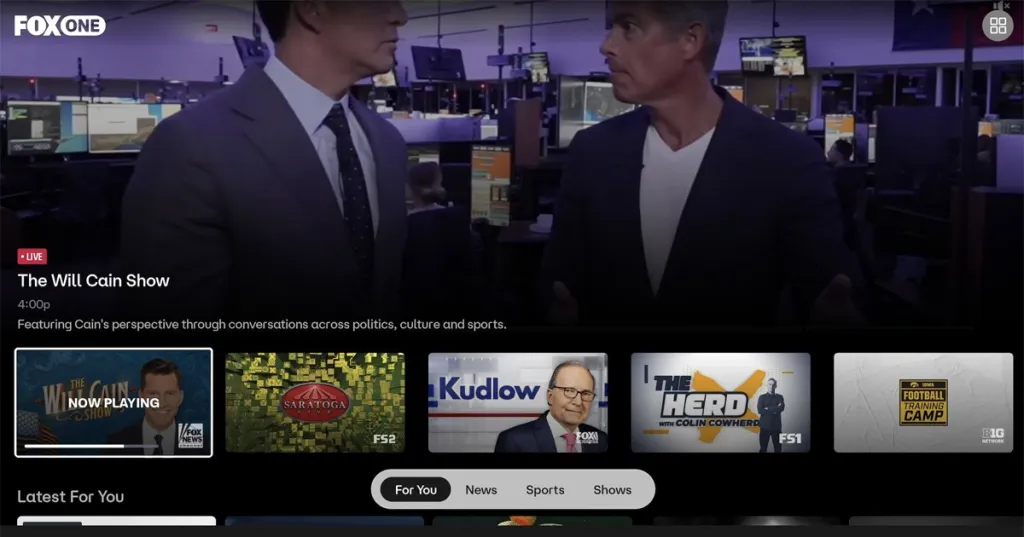 FOX ONE homepage