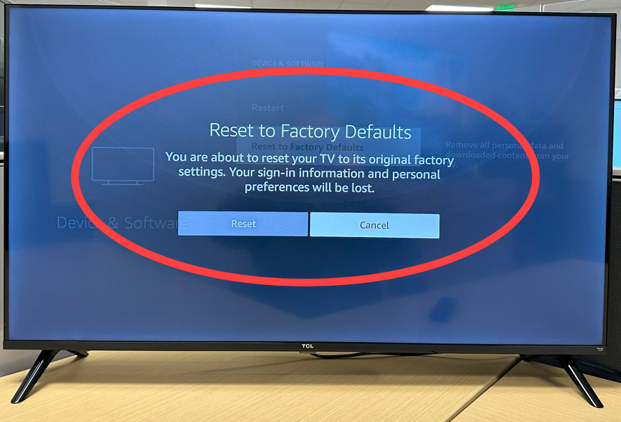 TCL factory reset