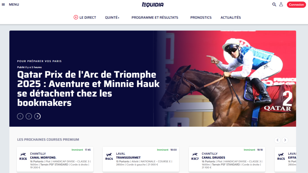 Equidia homepage