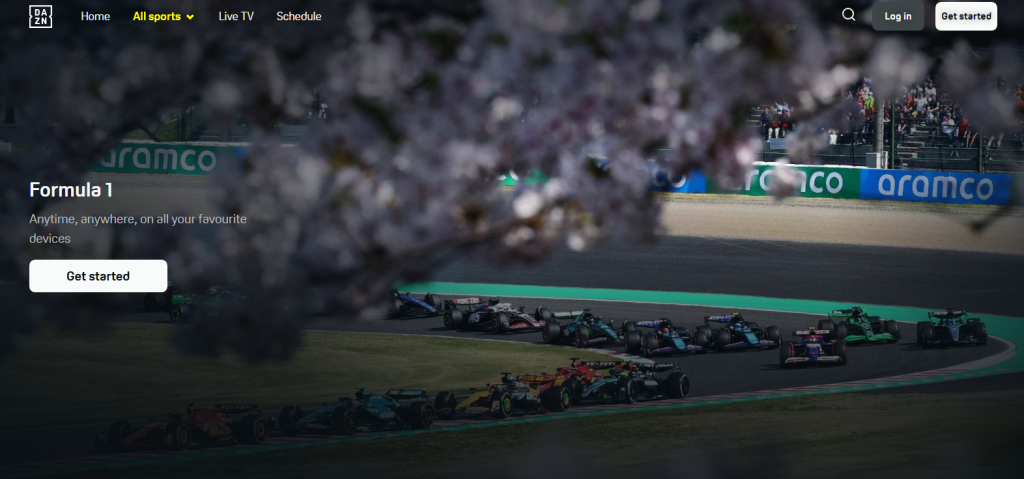 DAZN F1 landing page