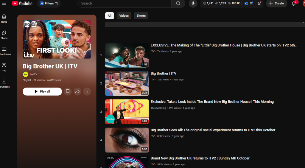 YouTube ITV playlist