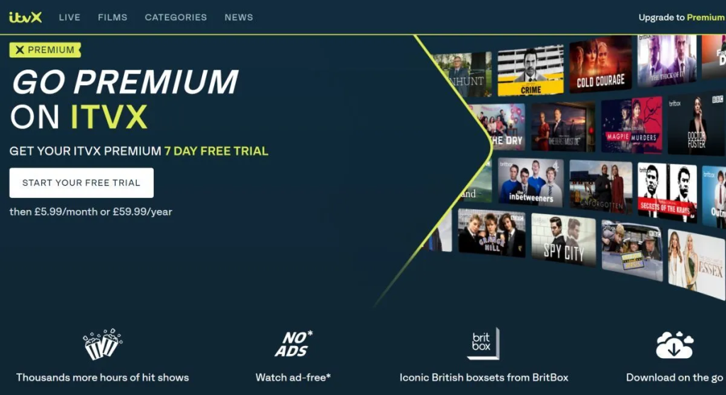 ITVX premium landing page