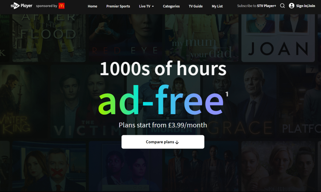 STV Player+ landing page