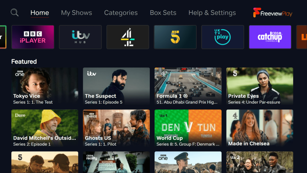 Freeview UK homepage