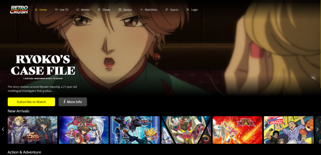 Retrocrush homepage