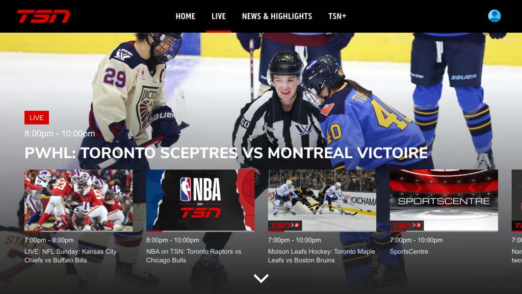 TSN+ Streaming page
