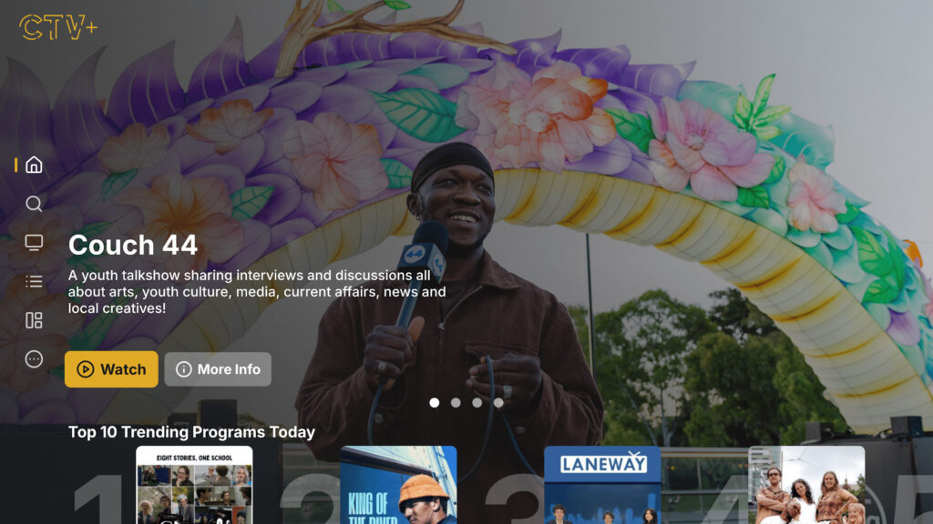 CTV+ app homepage
