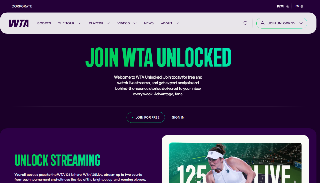 WTA Unlocked HOMEPAGE