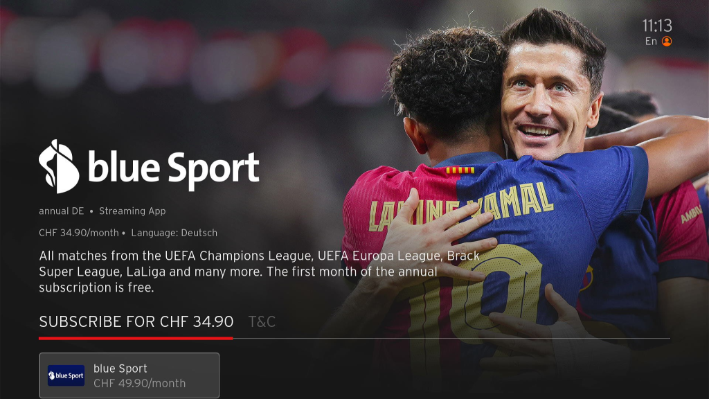 Sunrise TV playing blue Sport