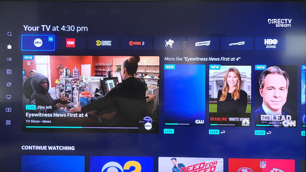 DIRECTV Stream homepage