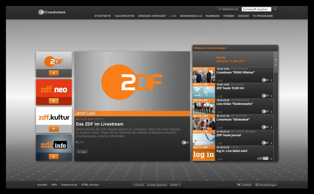 ZDF homepage