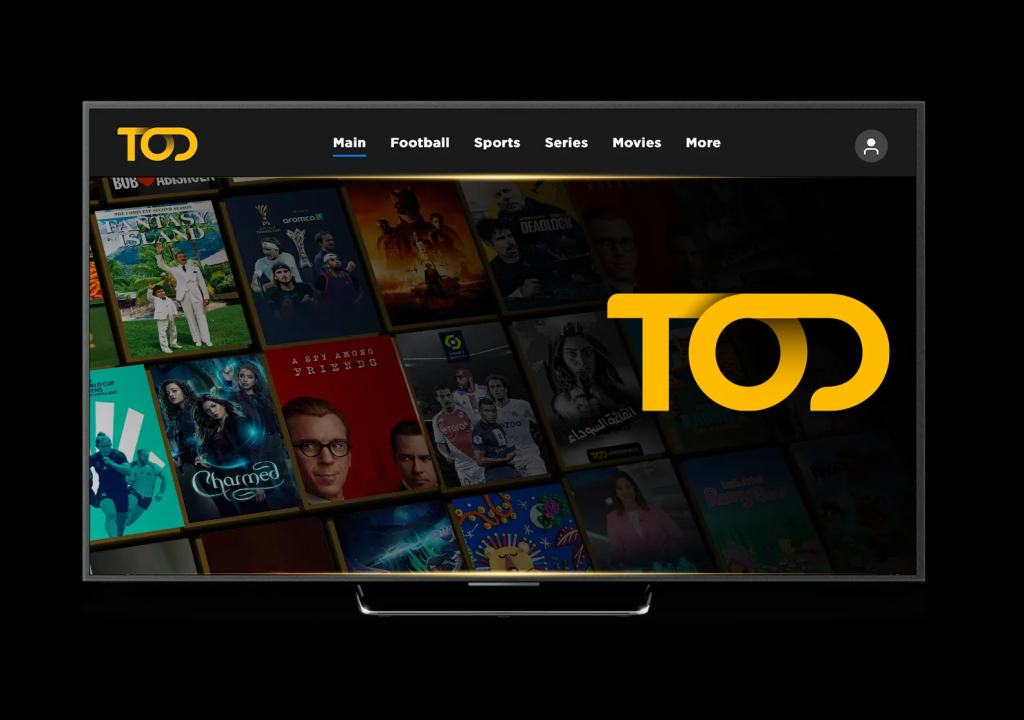 TOD homepage on a TV set