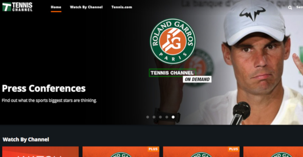Tennis Channel homepage
