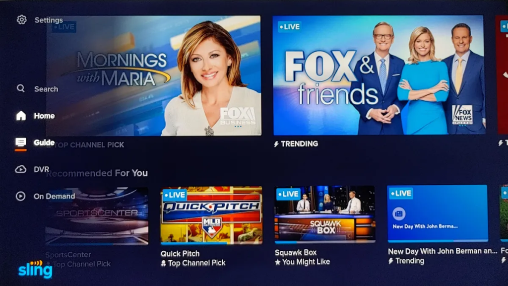 Sling TV home