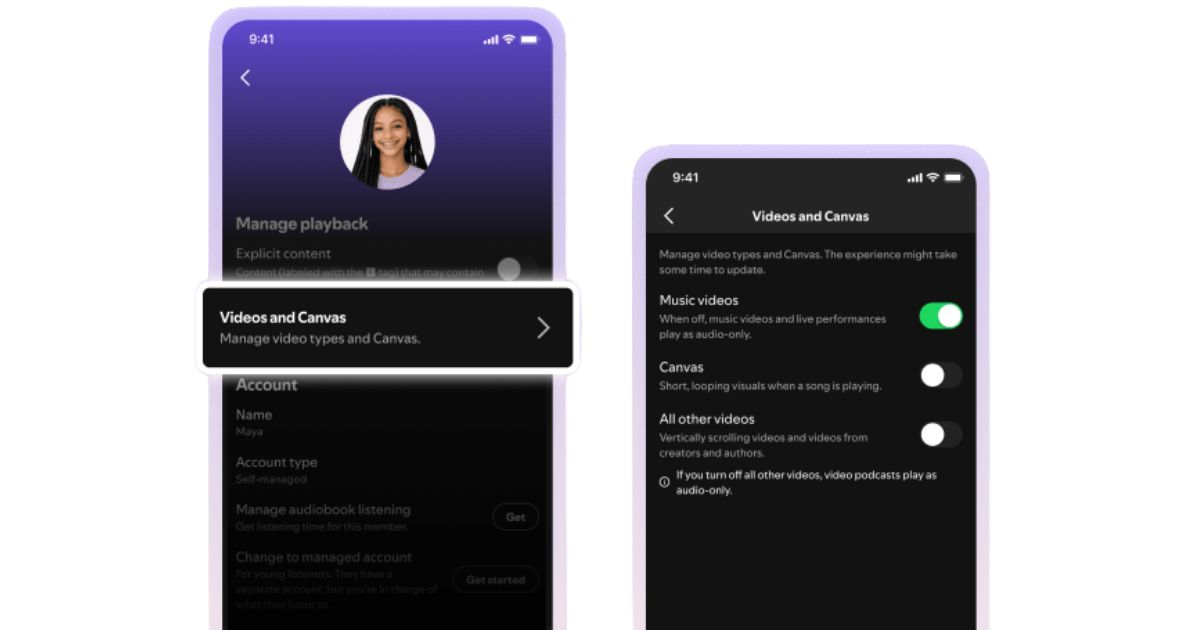how to turn off videos on Spotify