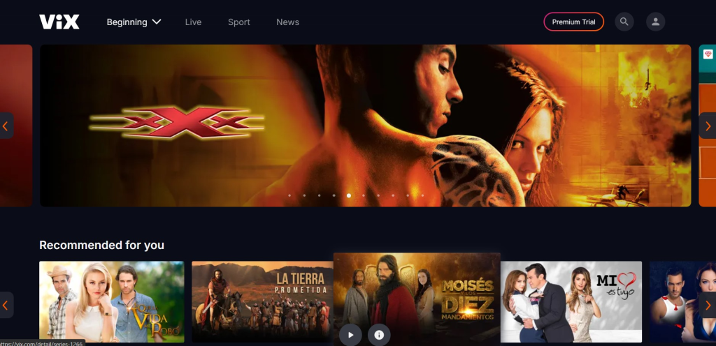 Vix homepage