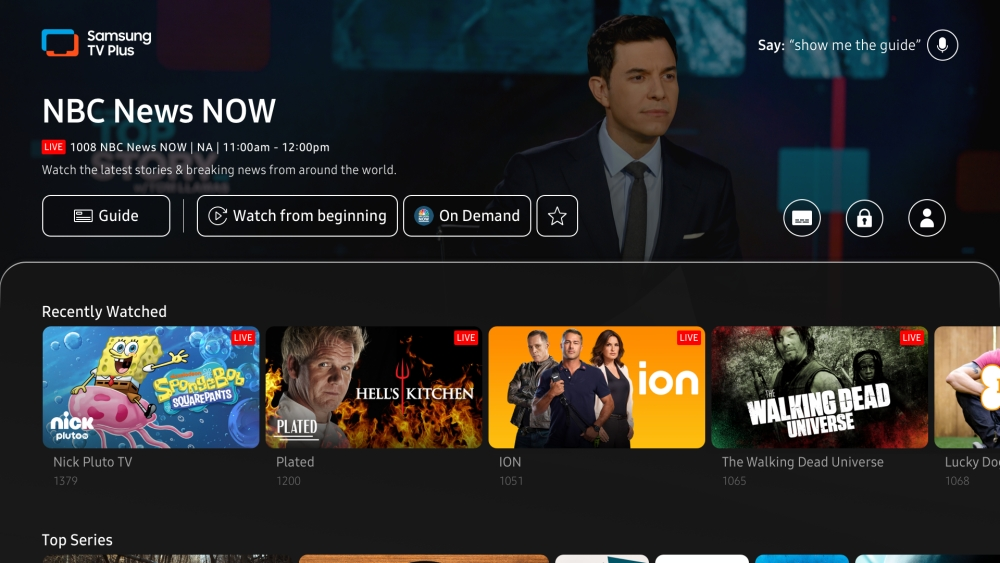 Samsung TV Plus home