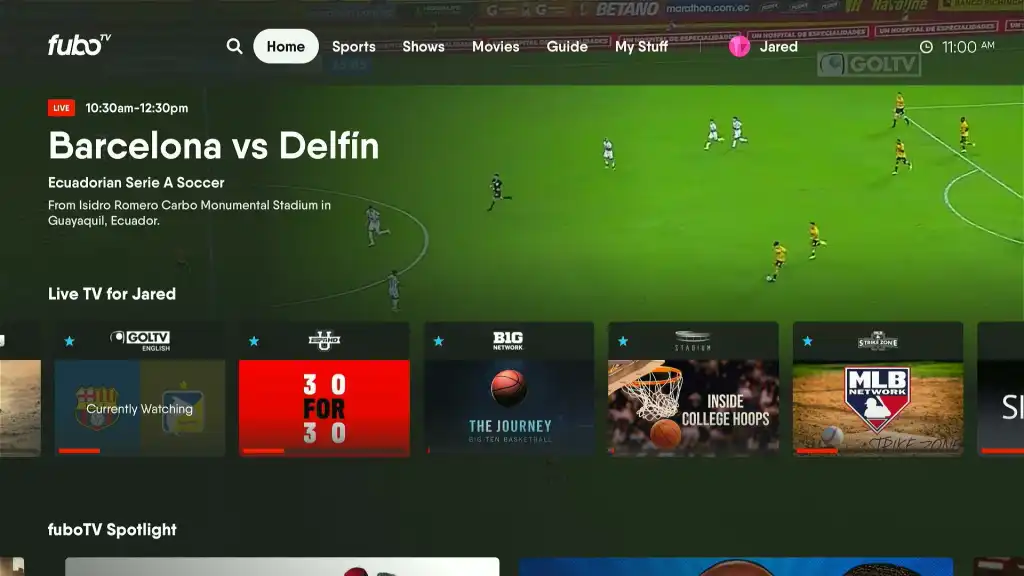 Fubo TV homepage