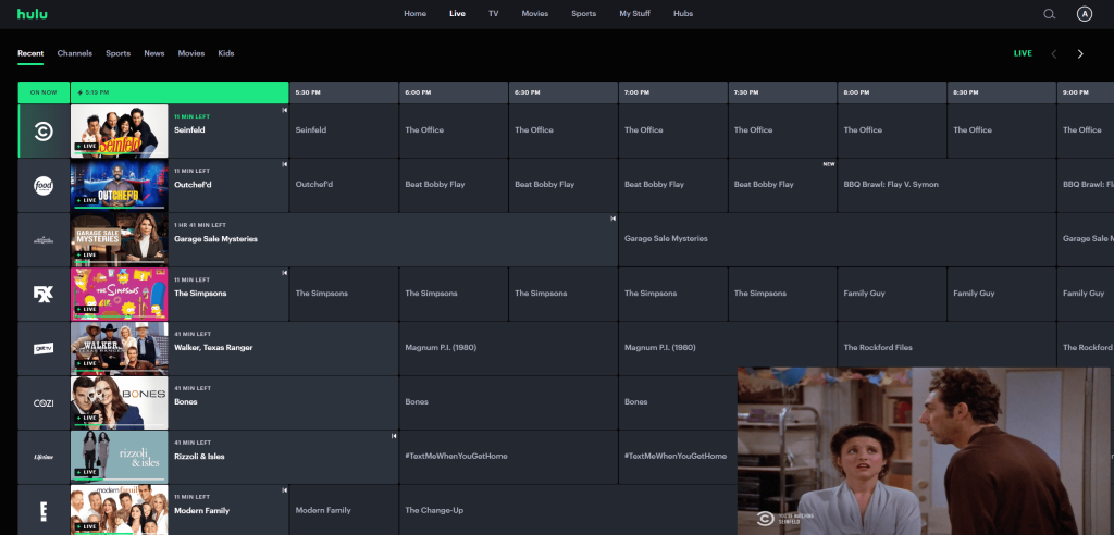 Hulu TV channels
