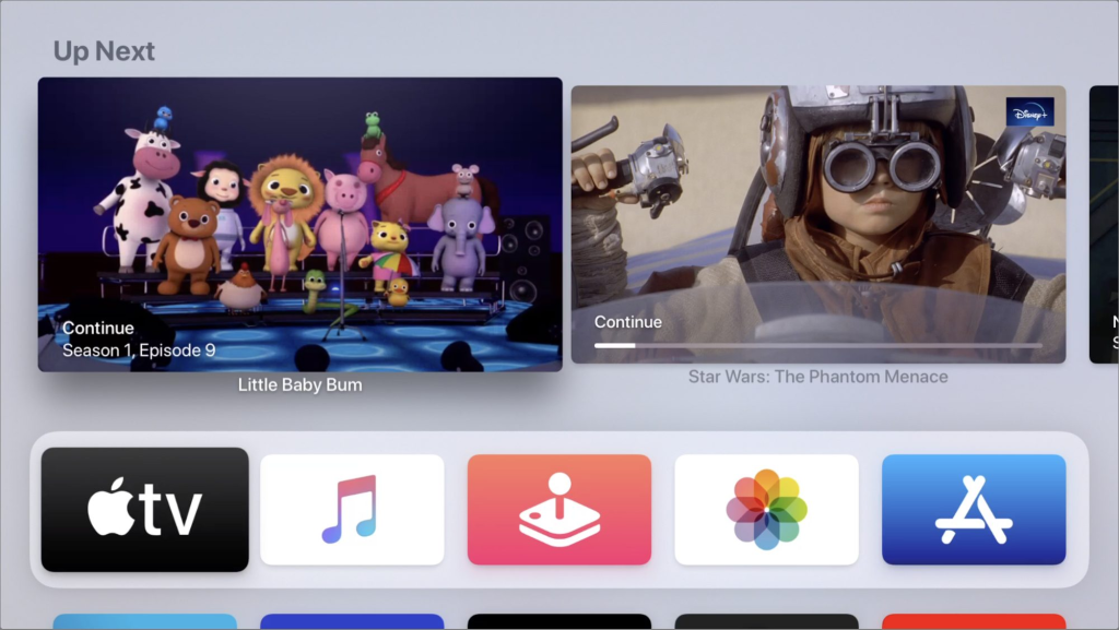 Apple TV homescreen