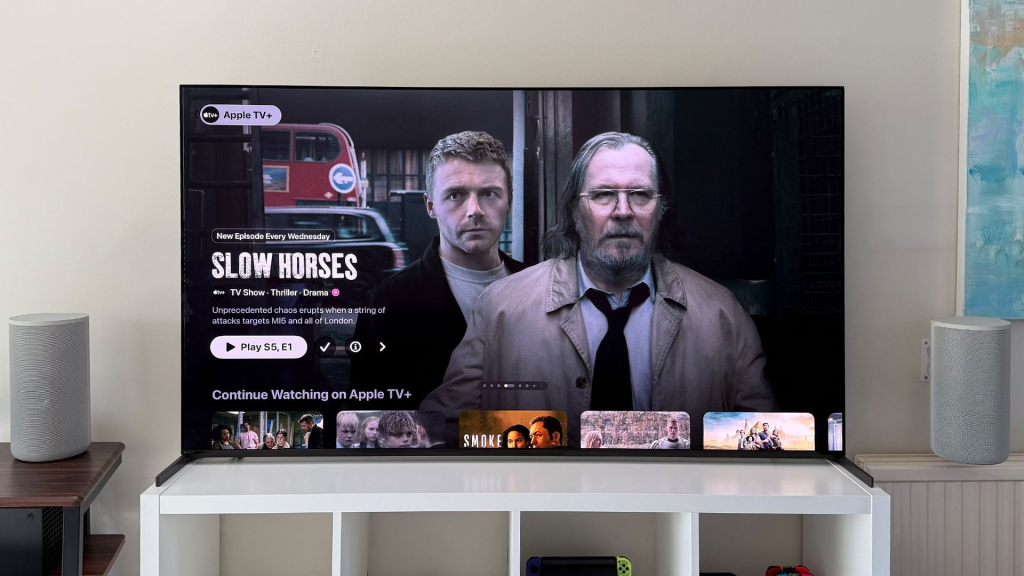 Apple TV homepage on a TV set